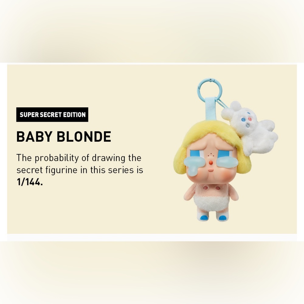 Auth Pop Mart Crybaby Crying Again Vinyl Face Plush Blind Box Baby Blonde Secret